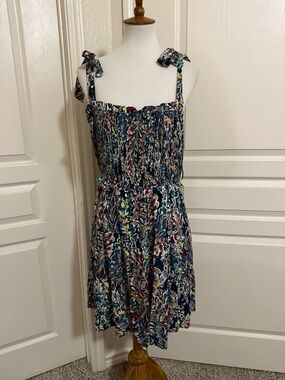 Jodifl Plus Size Smocked Tie-Shoulder Floral Print Sundress sz 3X